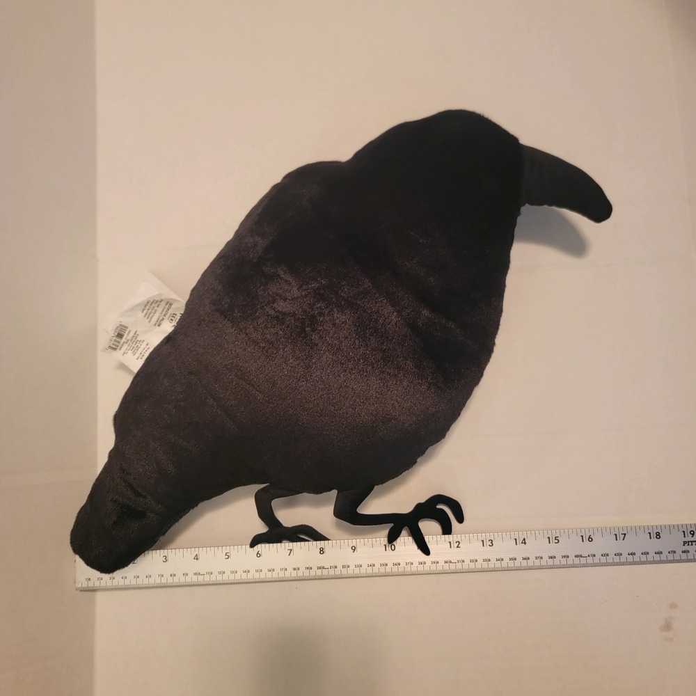 New Hyde & EEK Raven Halloween Bird Throw Pillow Plush Target Gothic Decor Black - Picture 2 of 3